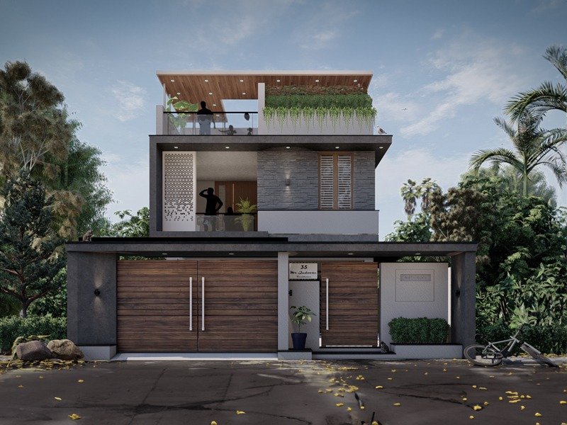 Modern commercial glass office facade