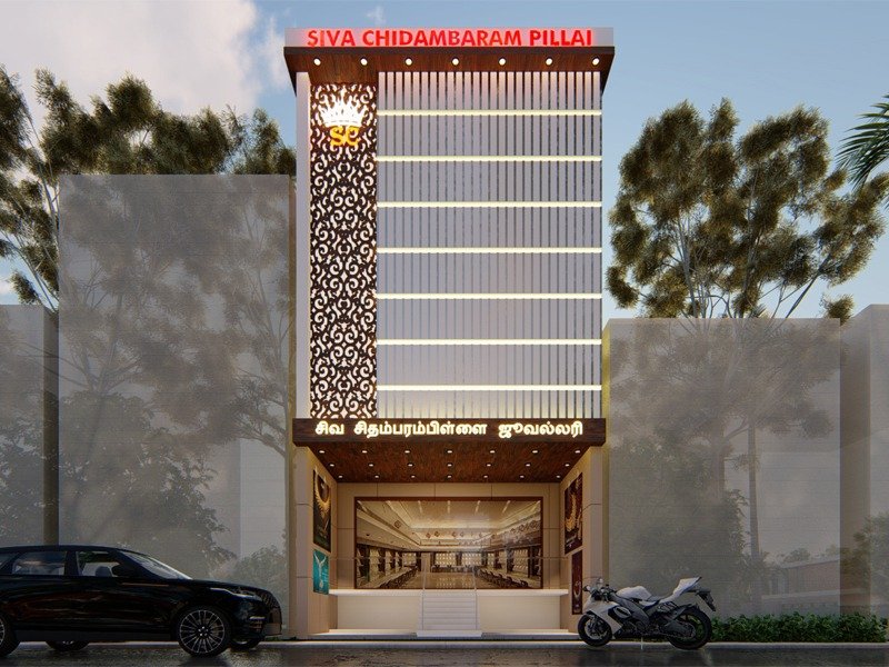 Modern commercial glass office facade